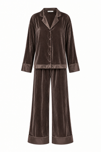 Chocolate Brown Plissé Pyjamas